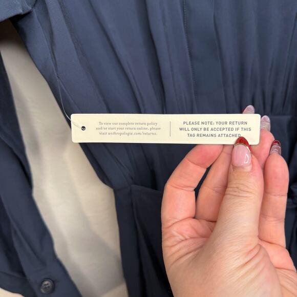 NWT Anthropologie Ronny Kobo Andes Charcoal Navy Utility Mini Wrap Dress Medium - Picture 13 of 16